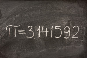 the number pi on a blackboard